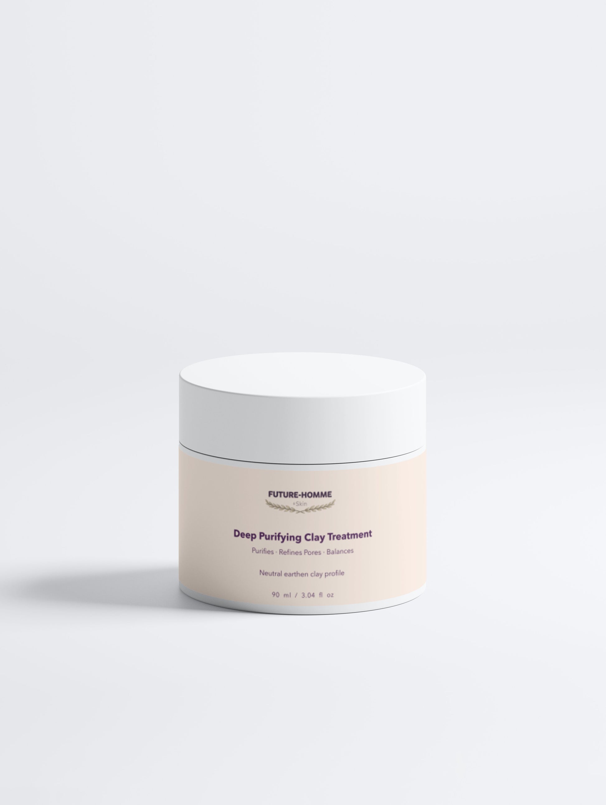 Jar of 'Deep Purifying Clay Treatment' by Future Homme on a white background