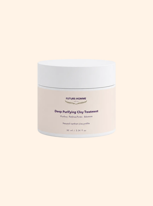Jar of 'Future-Homme' Deep Purifying Clay Treatment on a white background