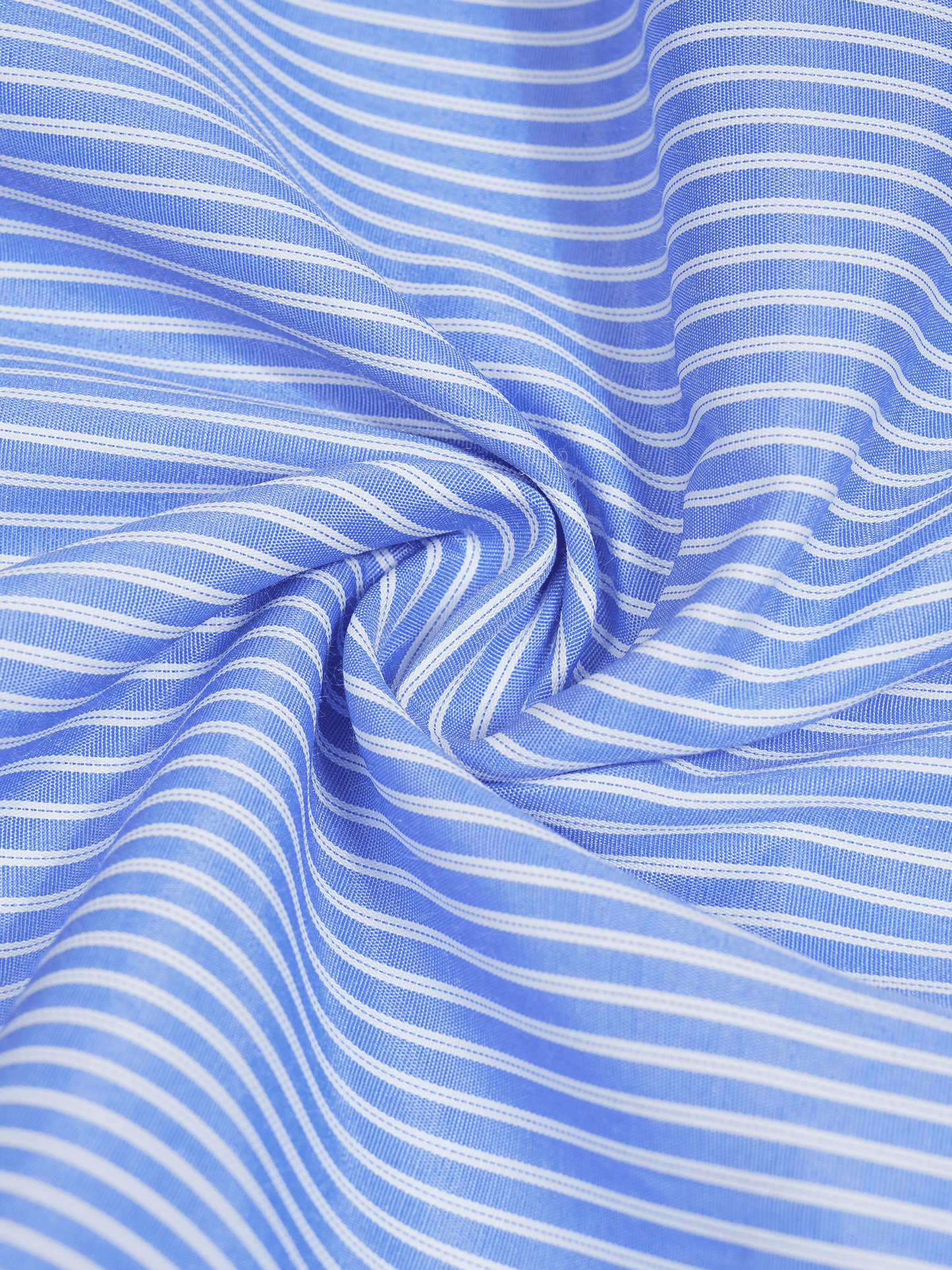 Close-up of blue and white striped fabric