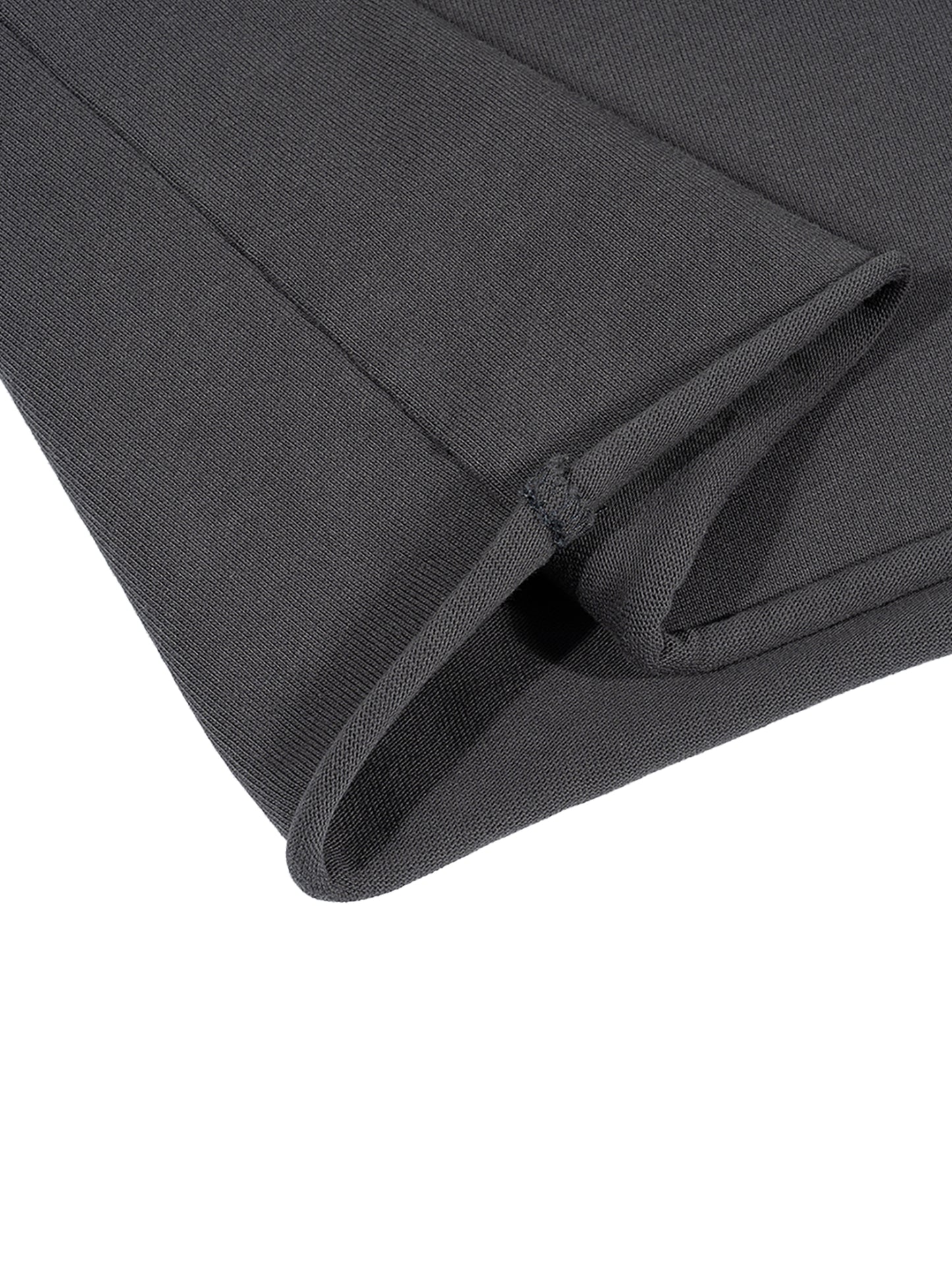 Dark gray t-shirt cut off hem on a white background