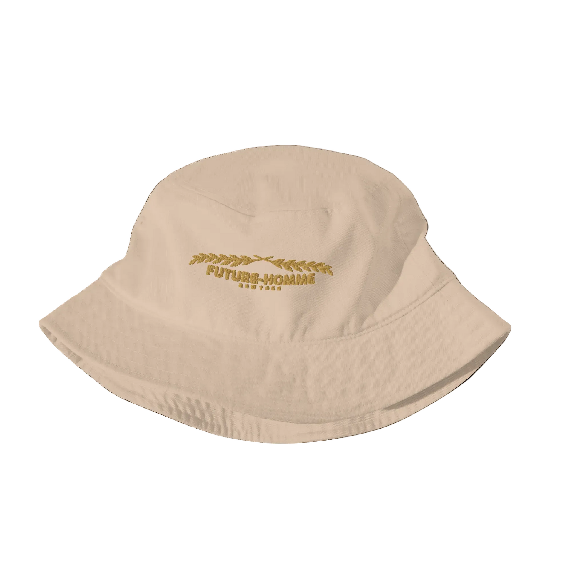 Light blue bucket hat with 'Futuré-Homme' logo on a white background