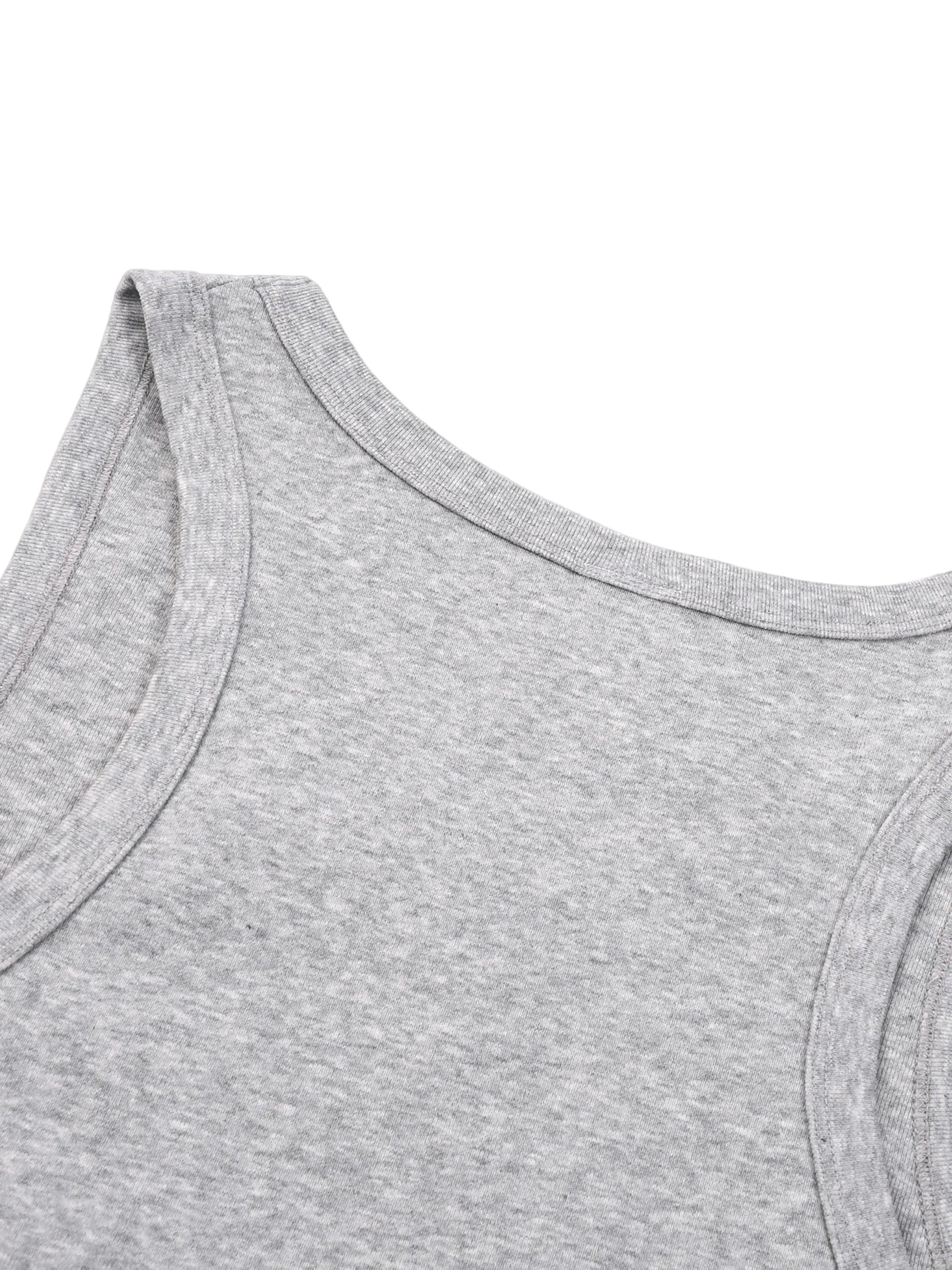 Close-up of a gray tank top on a white background