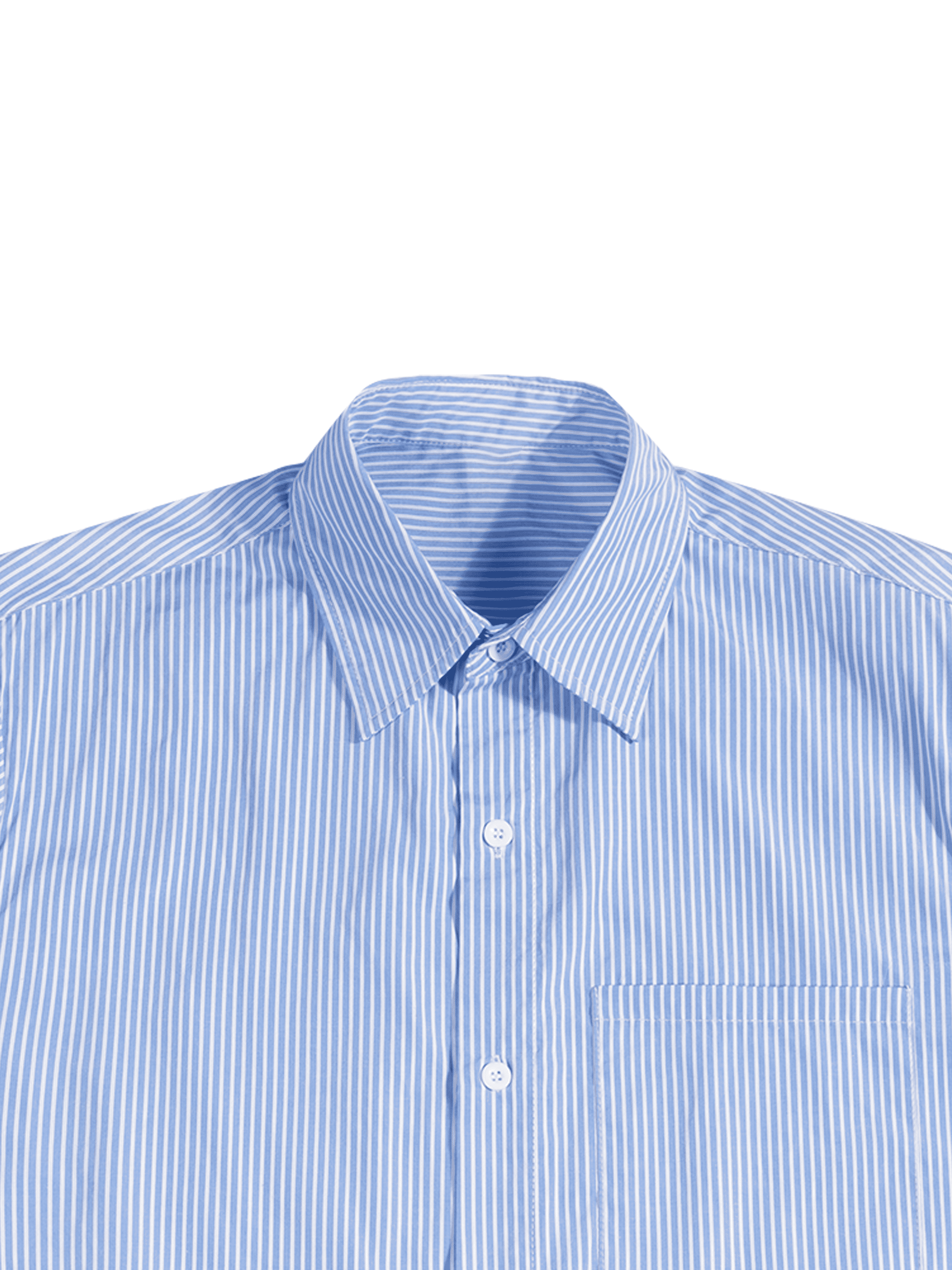 Blue striped shirt on a white background