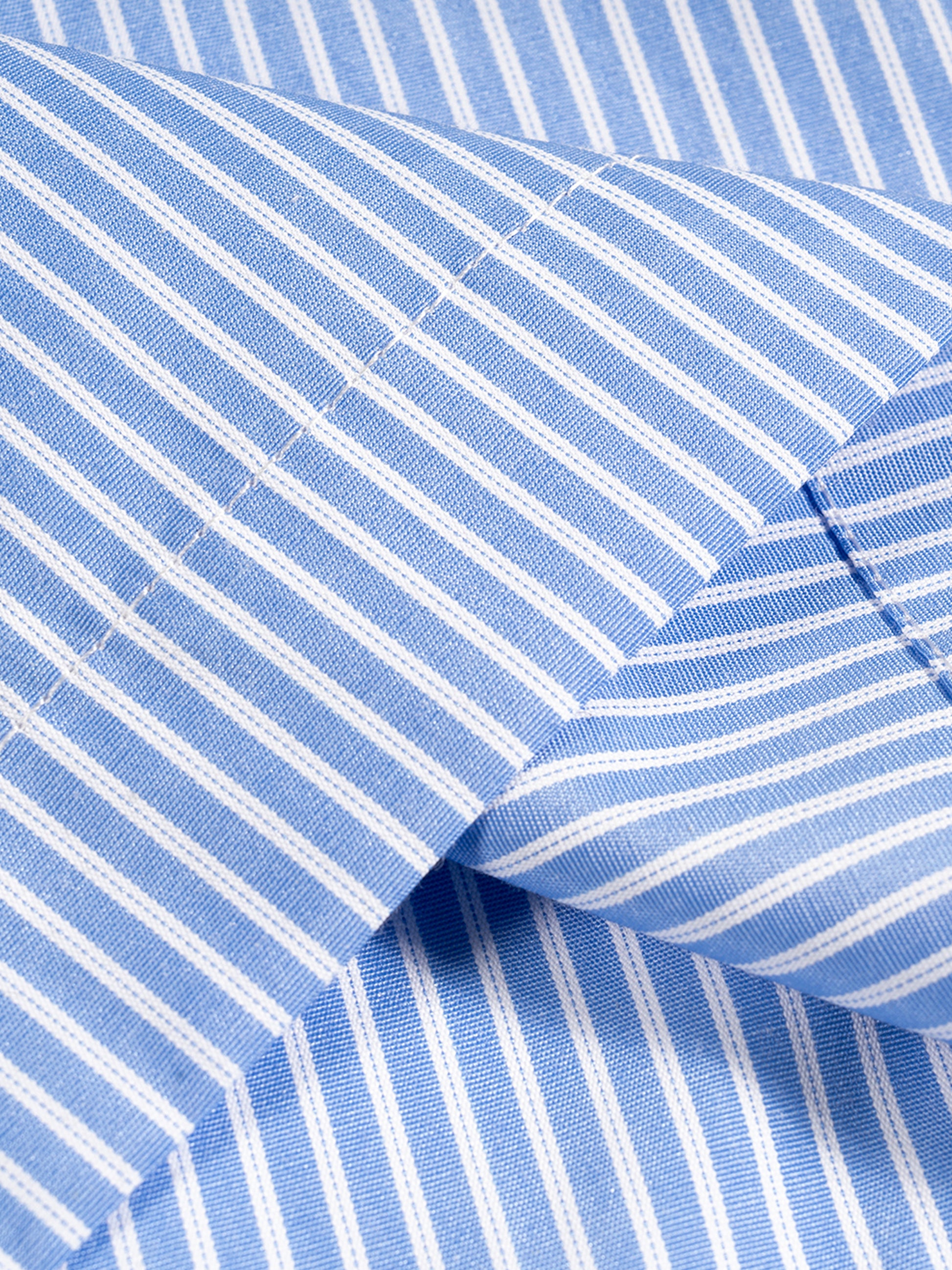 Close-up of blue and white striped fabric