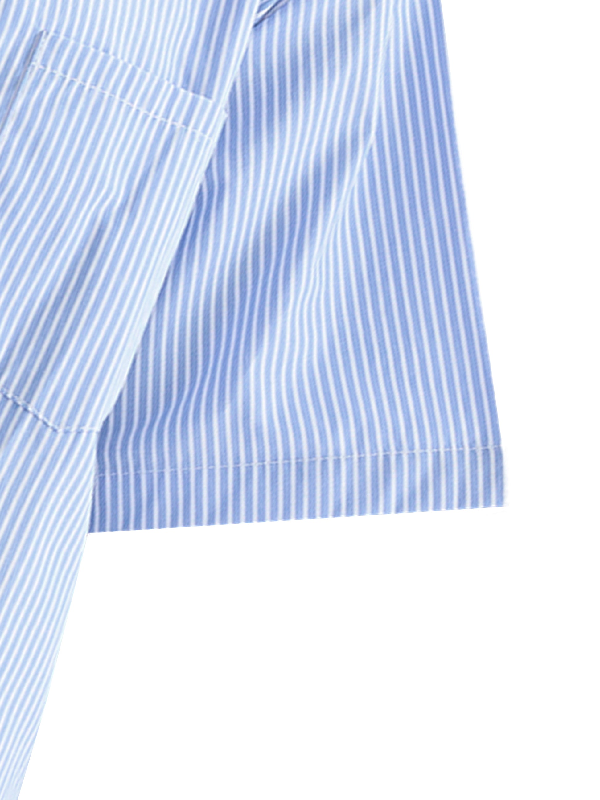 Blue and white striped shirt on a white background