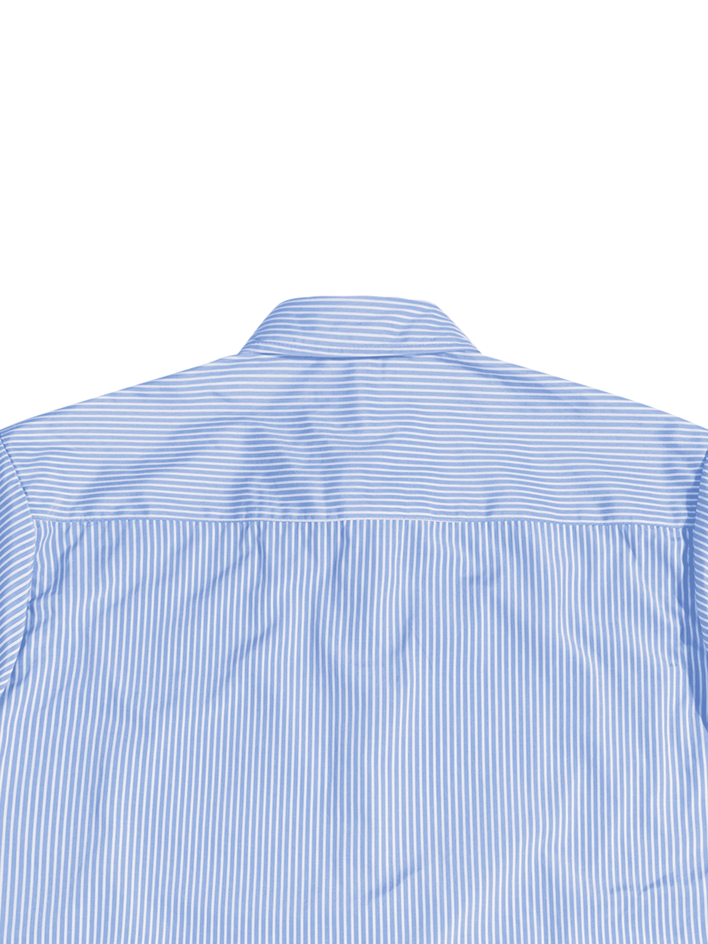 Close-up of a blue striped shirt on a white background