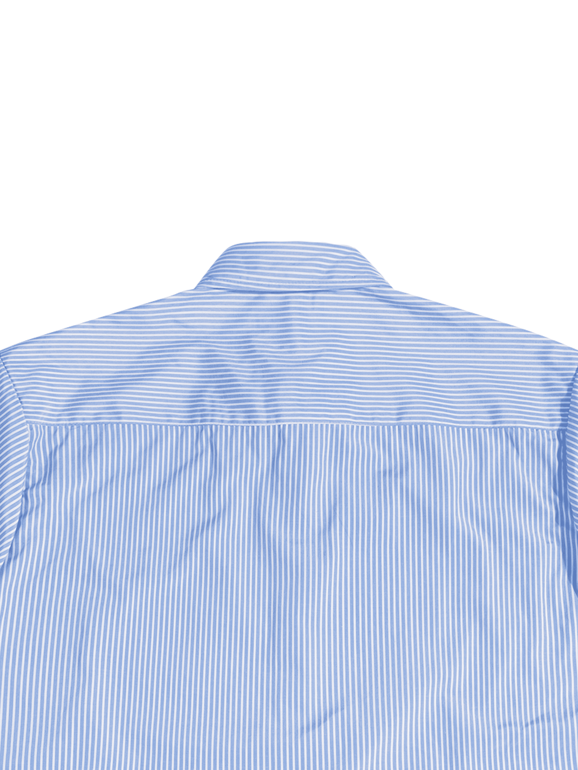 Close-up of a blue striped shirt on a white background