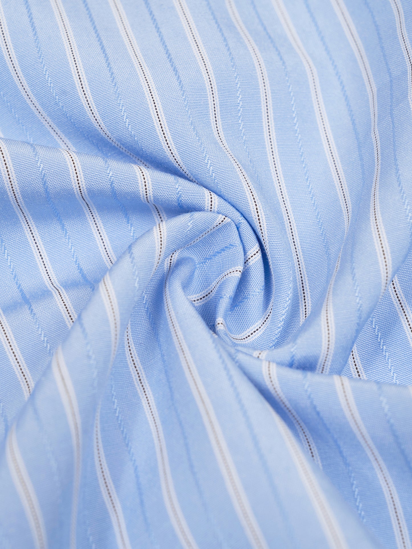 Close-up of blue fabric with white stripes