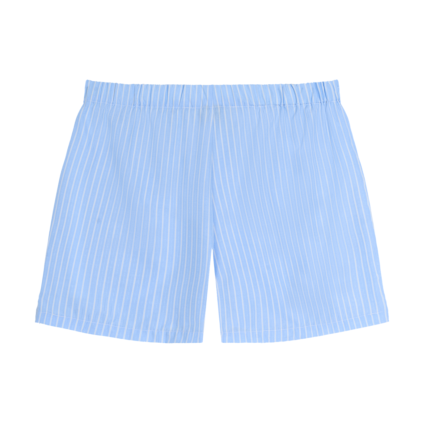 Light blue striped shorts on a white background