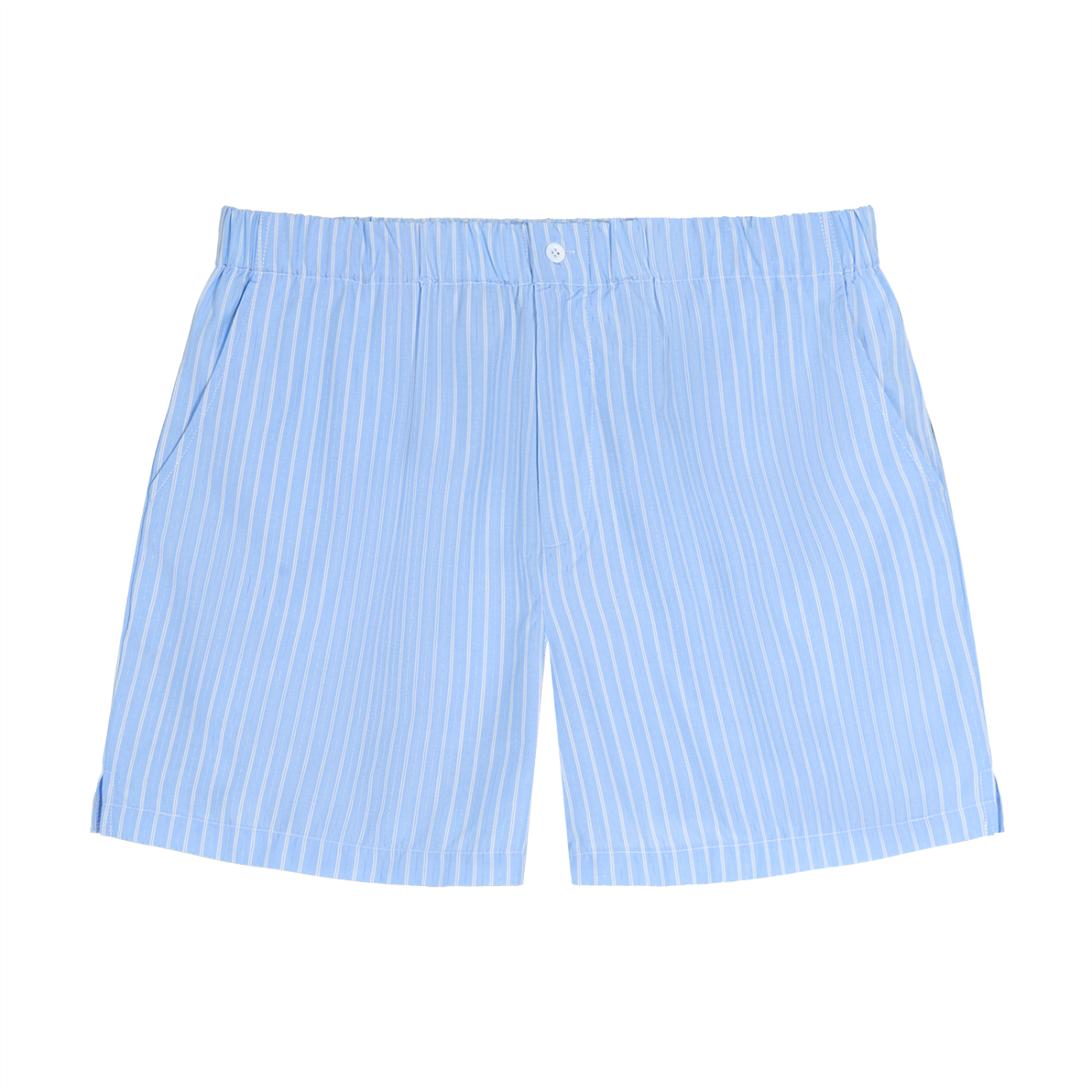 Light blue striped shorts on a white background