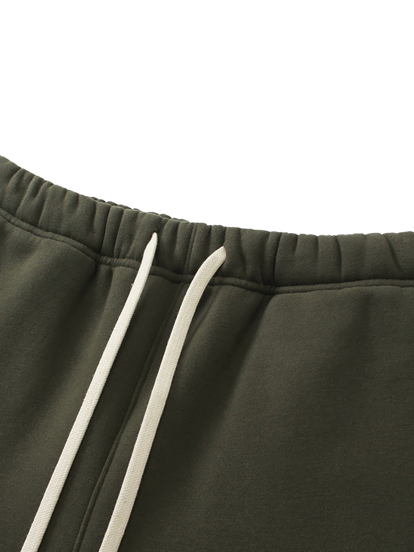 Future-Homme Close-up of Fleece Please black sweatpants with white drawstring in 360 GSM on a white background