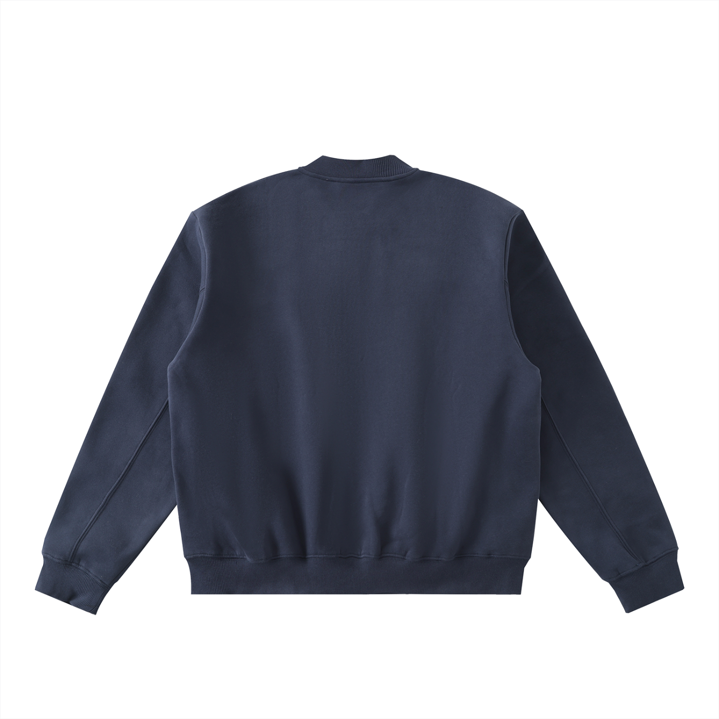 Future-Homme Fleece Please Varsity jacket in dark blue/back on a white background. 