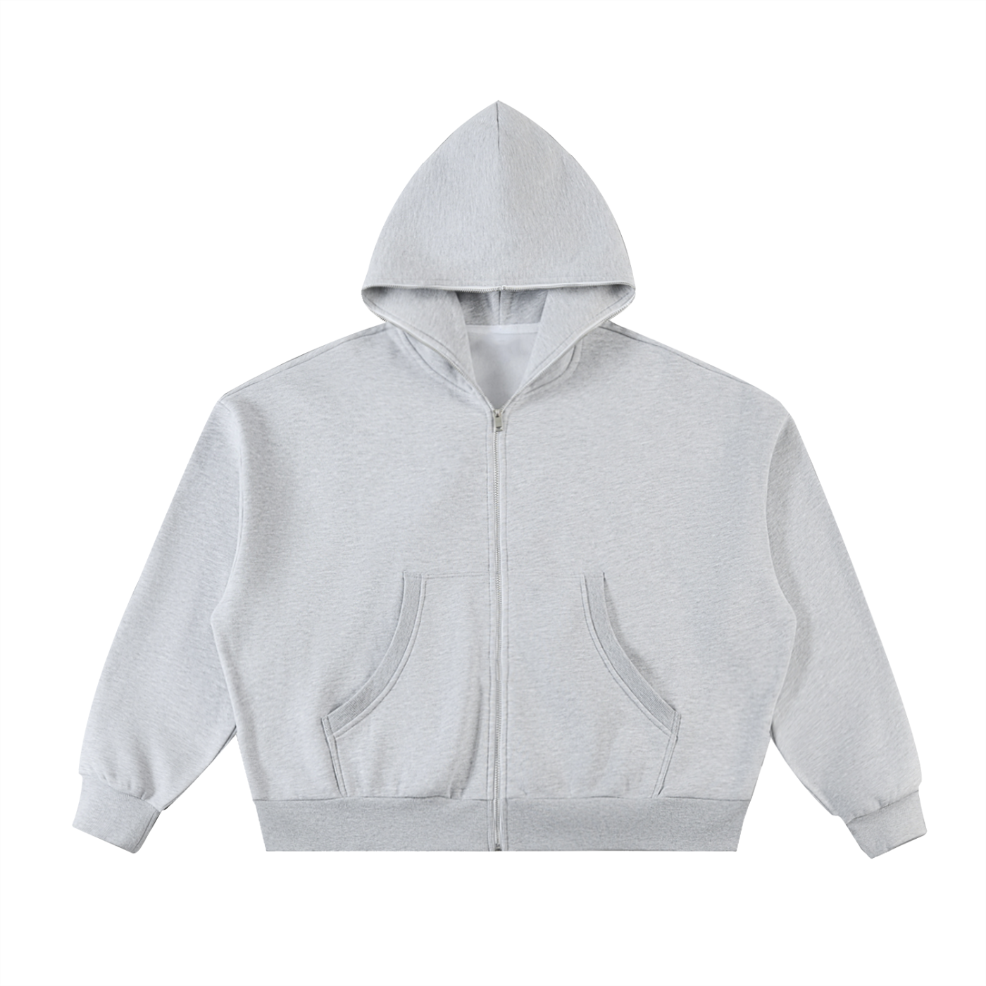 Future-Homme Fleece Please Full Zip Hoodie in Flower Gray flat lay front side on a white background. 
