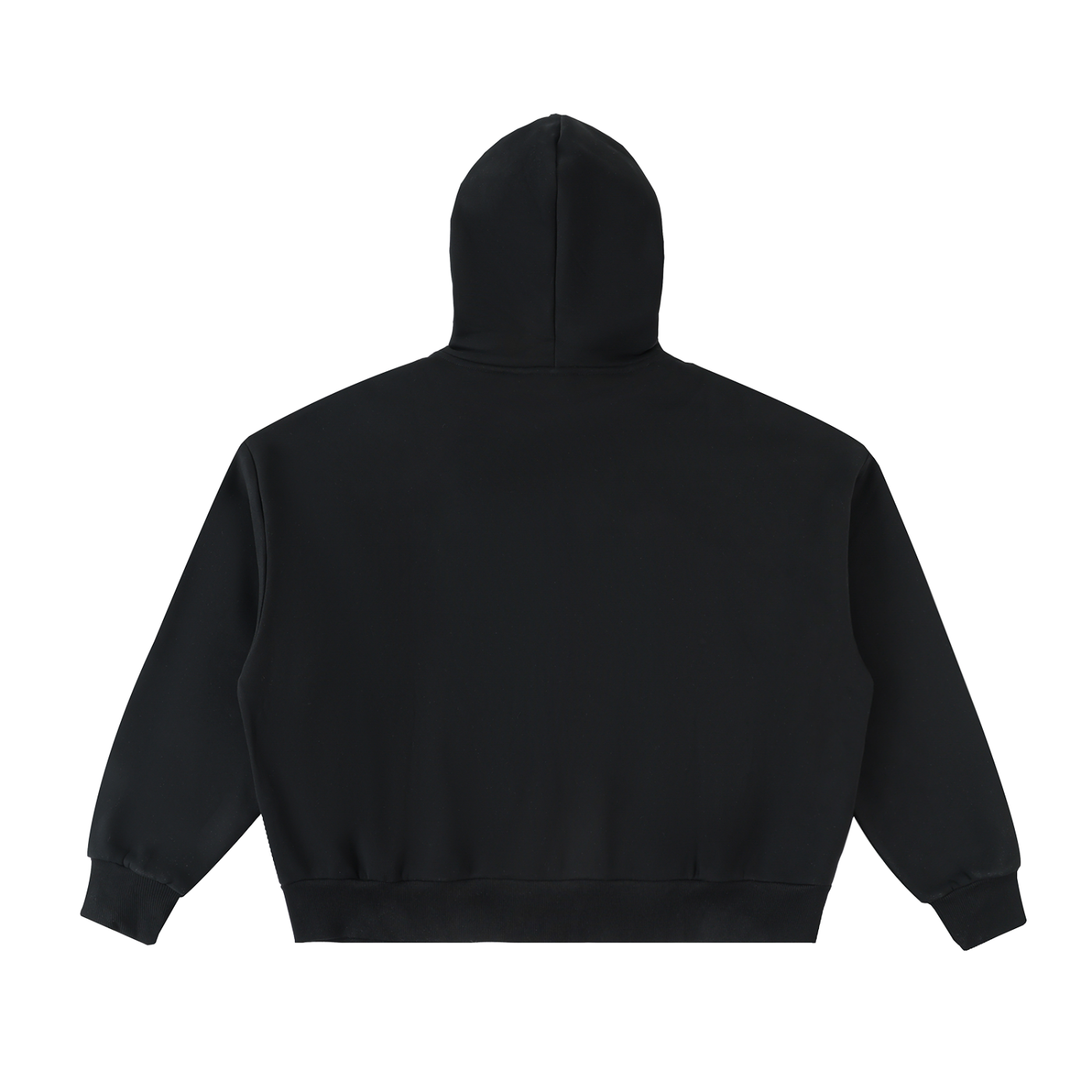 Future-Homme Fleece Please Full Zip Hoodie in black/backside on a white background. 