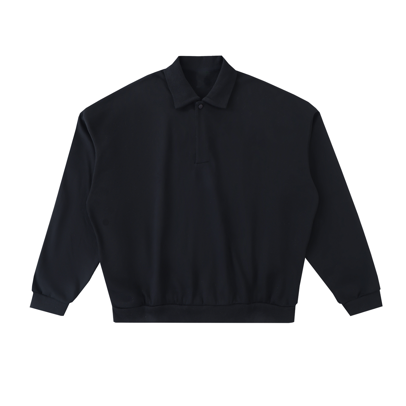 Future-Homme Fleece Please Heavyweight Polo Sweatshirt flat lay in black front side on a white background. 