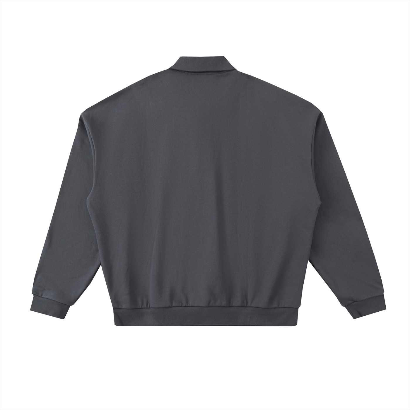 Future-Homme Fleece Please Heavyweight Polo Sweatshirt in charcoal Gray flat lay back side on a white background. 