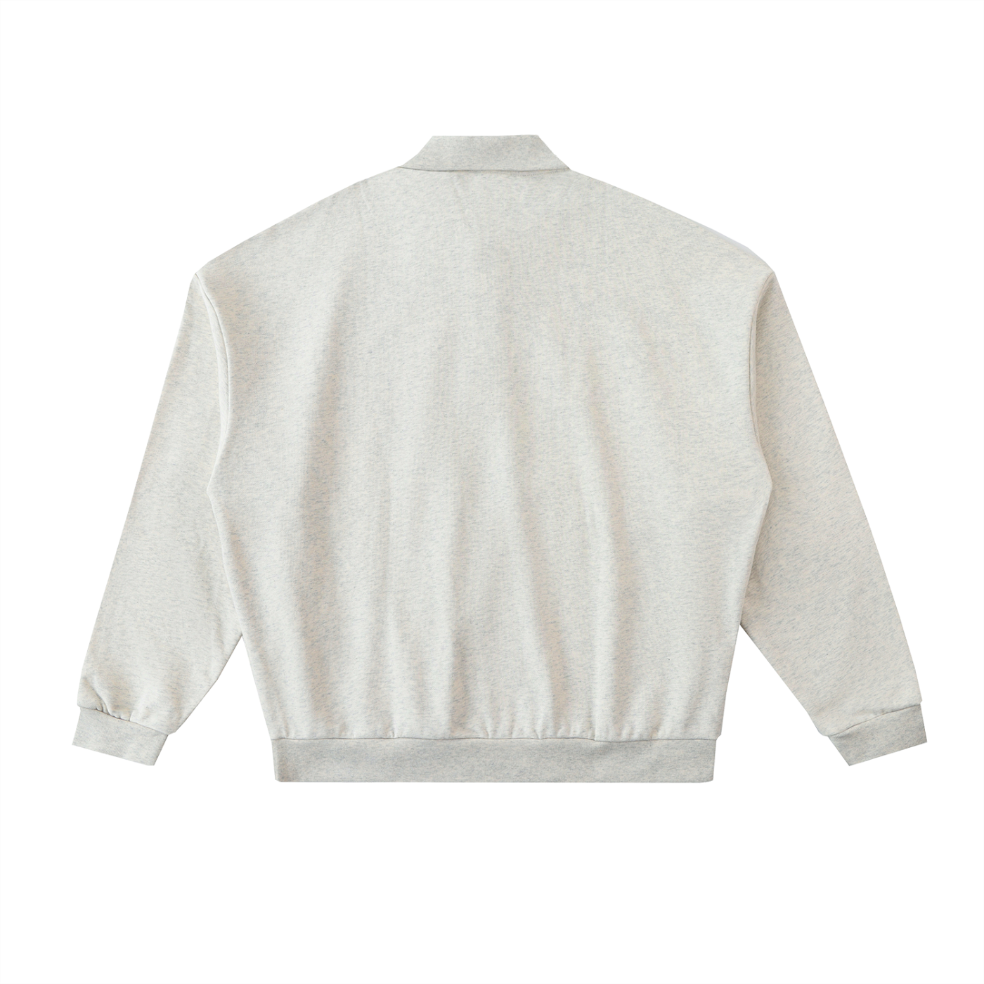 Future-Homme Fleece Please Heavyweight Polo Sweatshirt flat lay in Oat Gray back side on a white background 