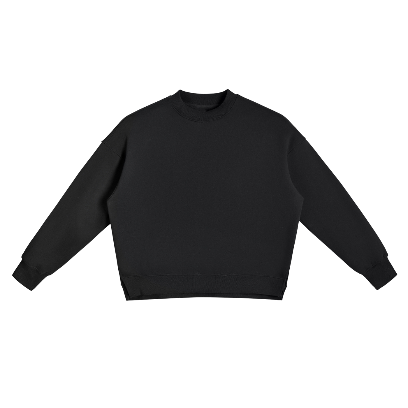Future-Homme Fleece Please Side Slit Pullover in black/front on a white background. 