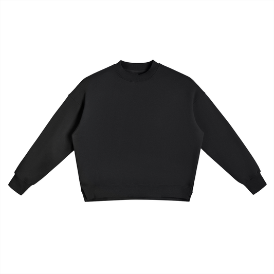 Future-Homme Fleece Please Side Slit Pullover in black/front on a white background. 