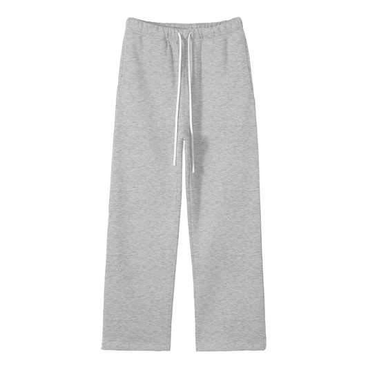 Future-Homme Fleece Please straight leg pants in light grey 360 GSM on a white background. 