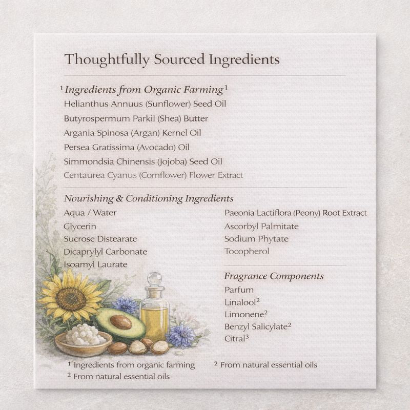 List of ingredients with corresponding images on a white background