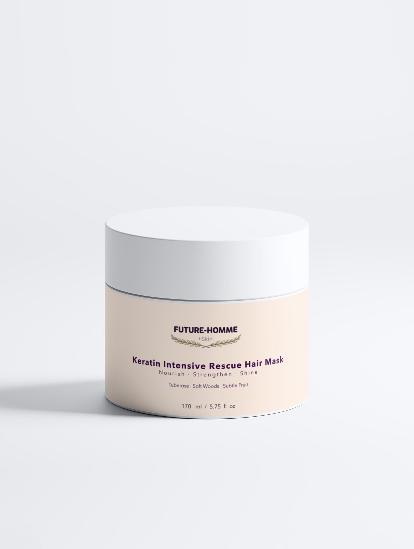 Jar of Keratin Intensive Rescue Hair Mask by Future-Homme on a white background