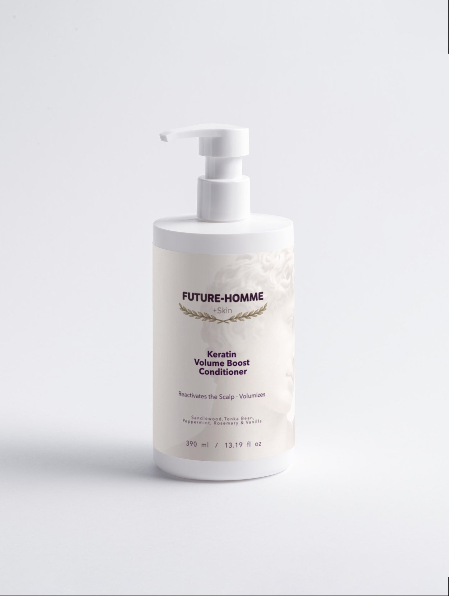 Bottle of Future-Homme Keratin Volume Boost Conditioner on a white background
