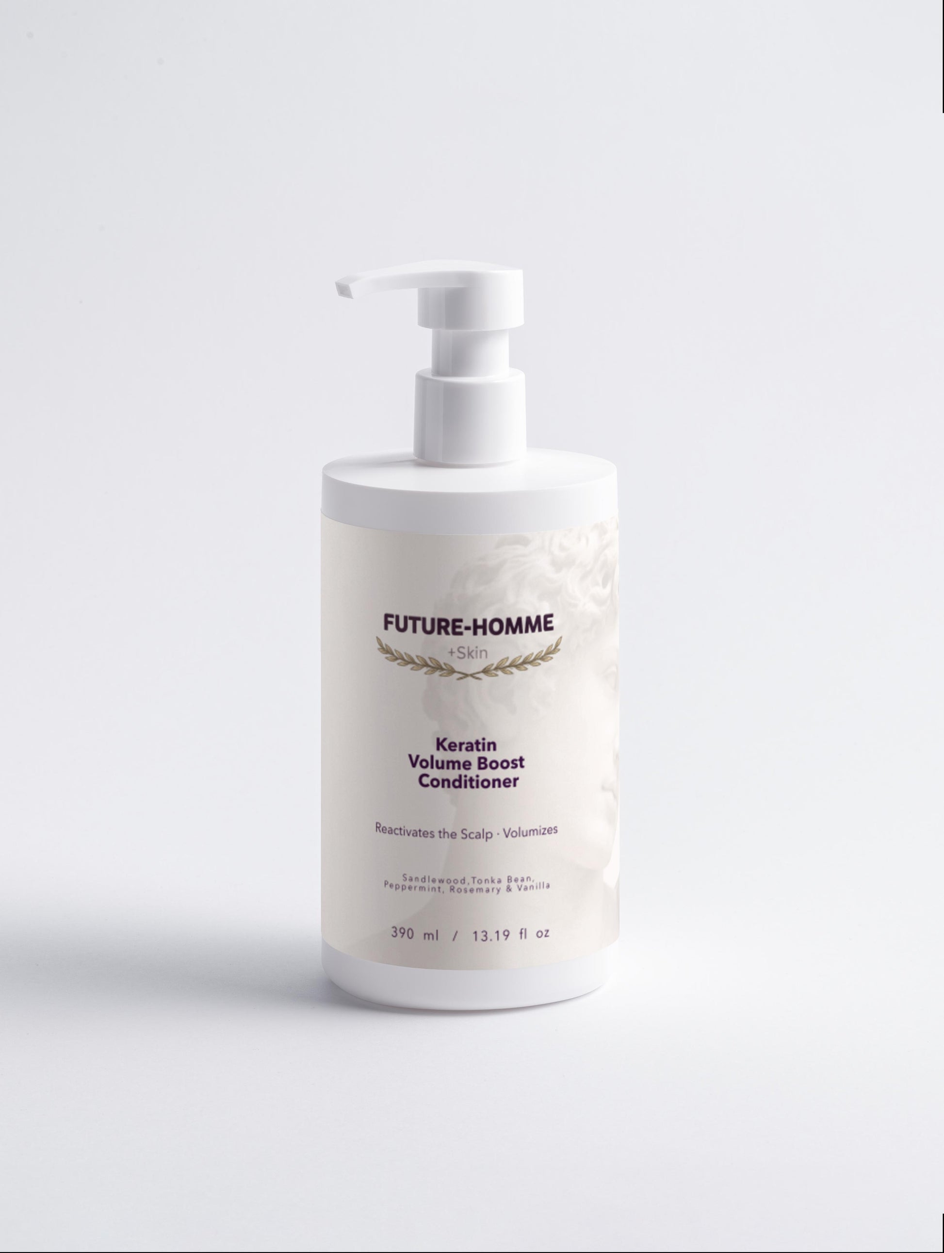 Bottle of Future-Homme Keratin Volume Boost Conditioner on a white background