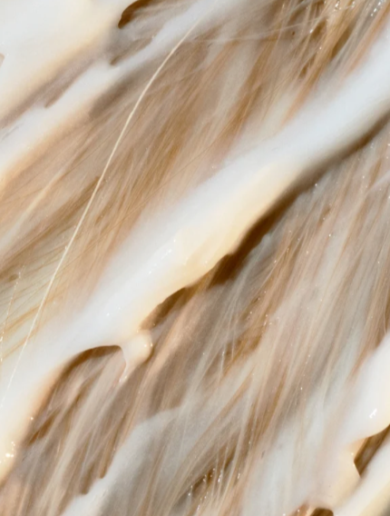 Close-up of beige and brown hair texture