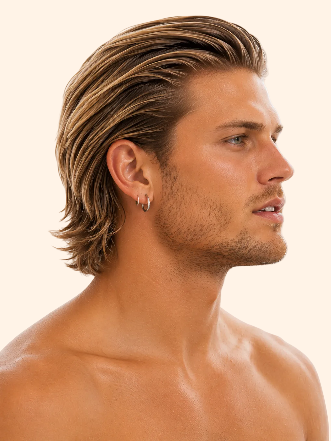 Man with styled hair on a white background