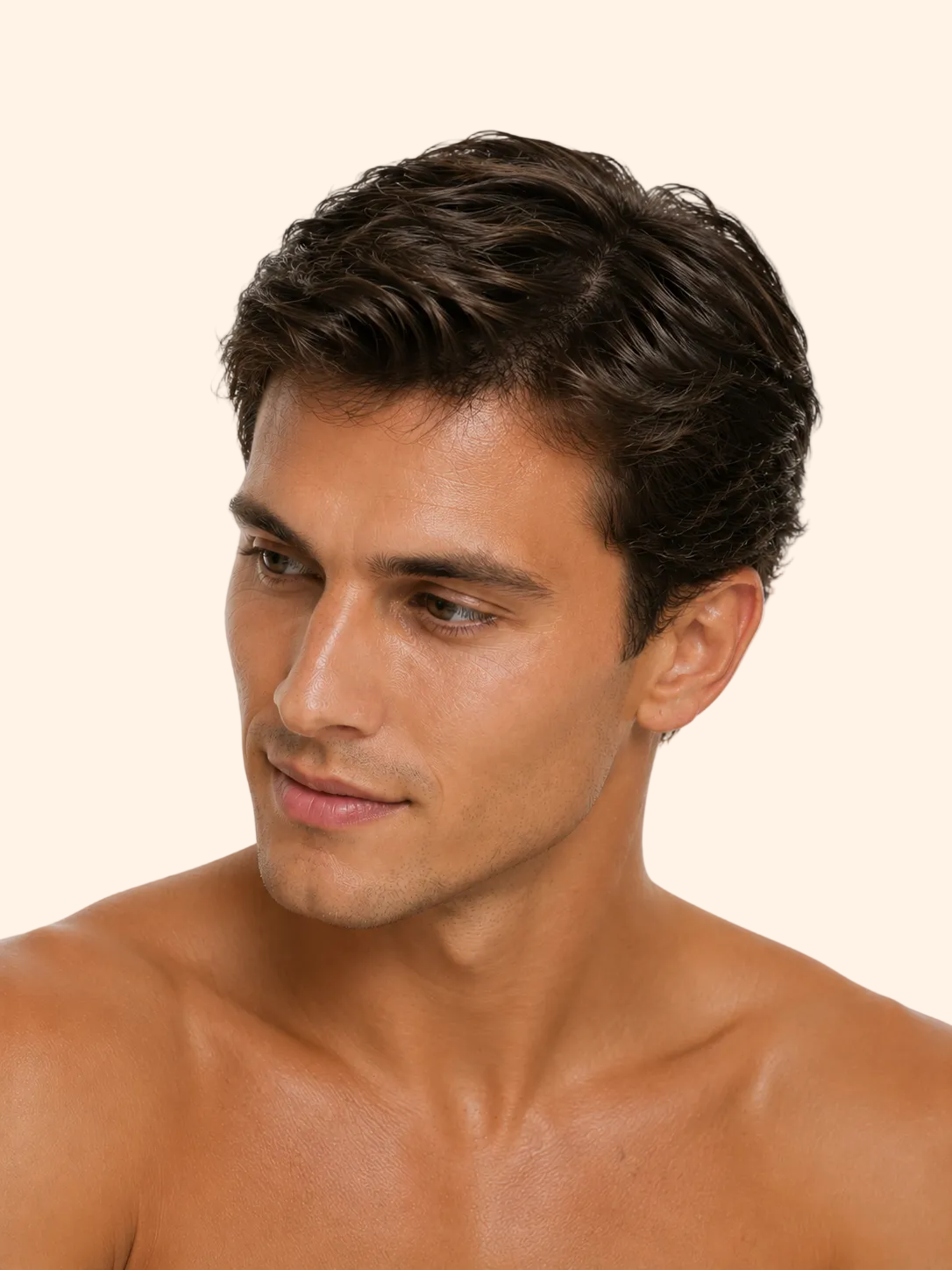 Man with styled hair on a plain background