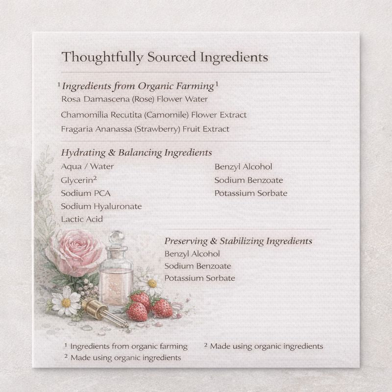 Product label with ingredients list on a textured background