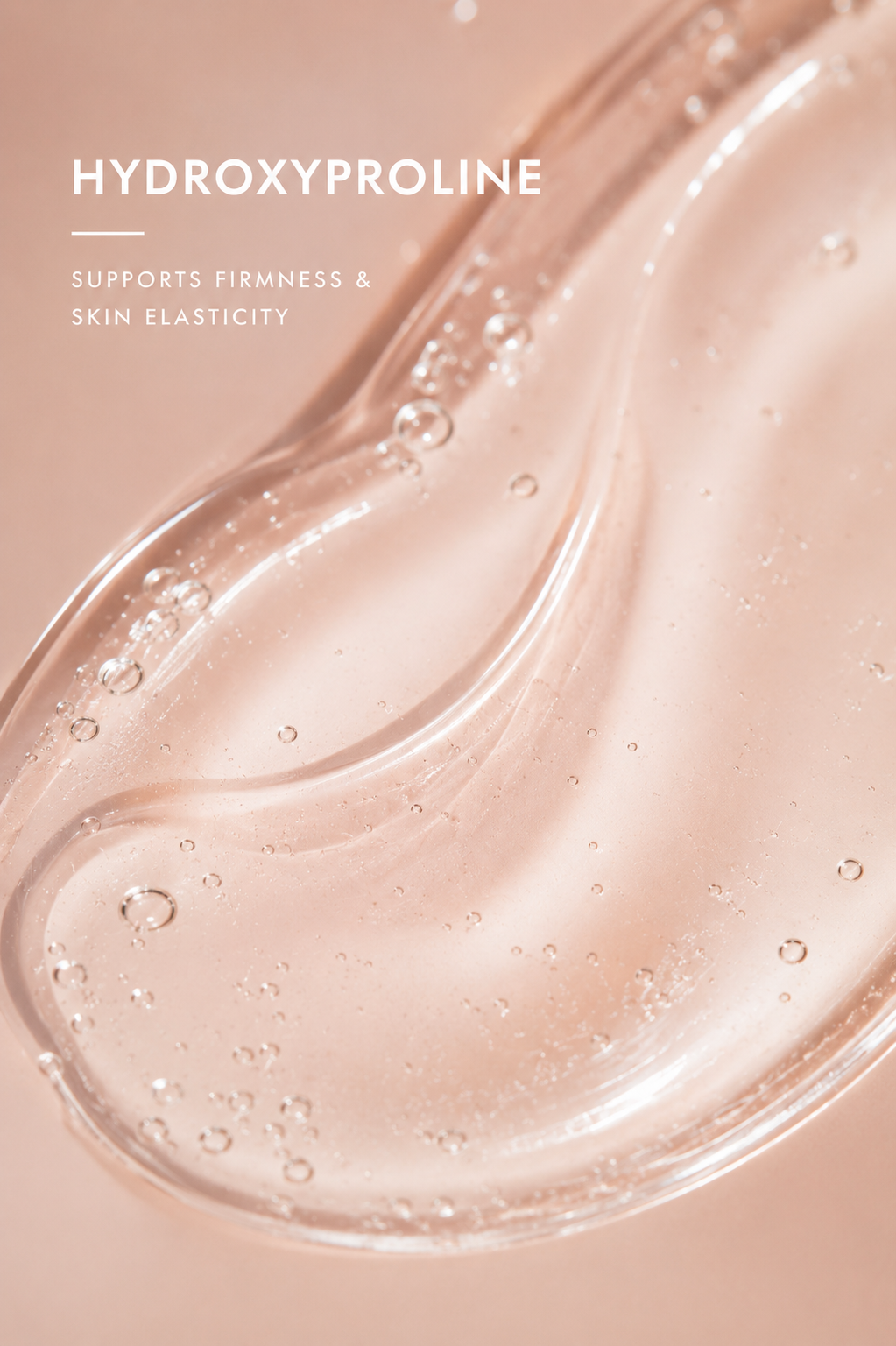 Close-up of hydroxyproline with text on a pink background