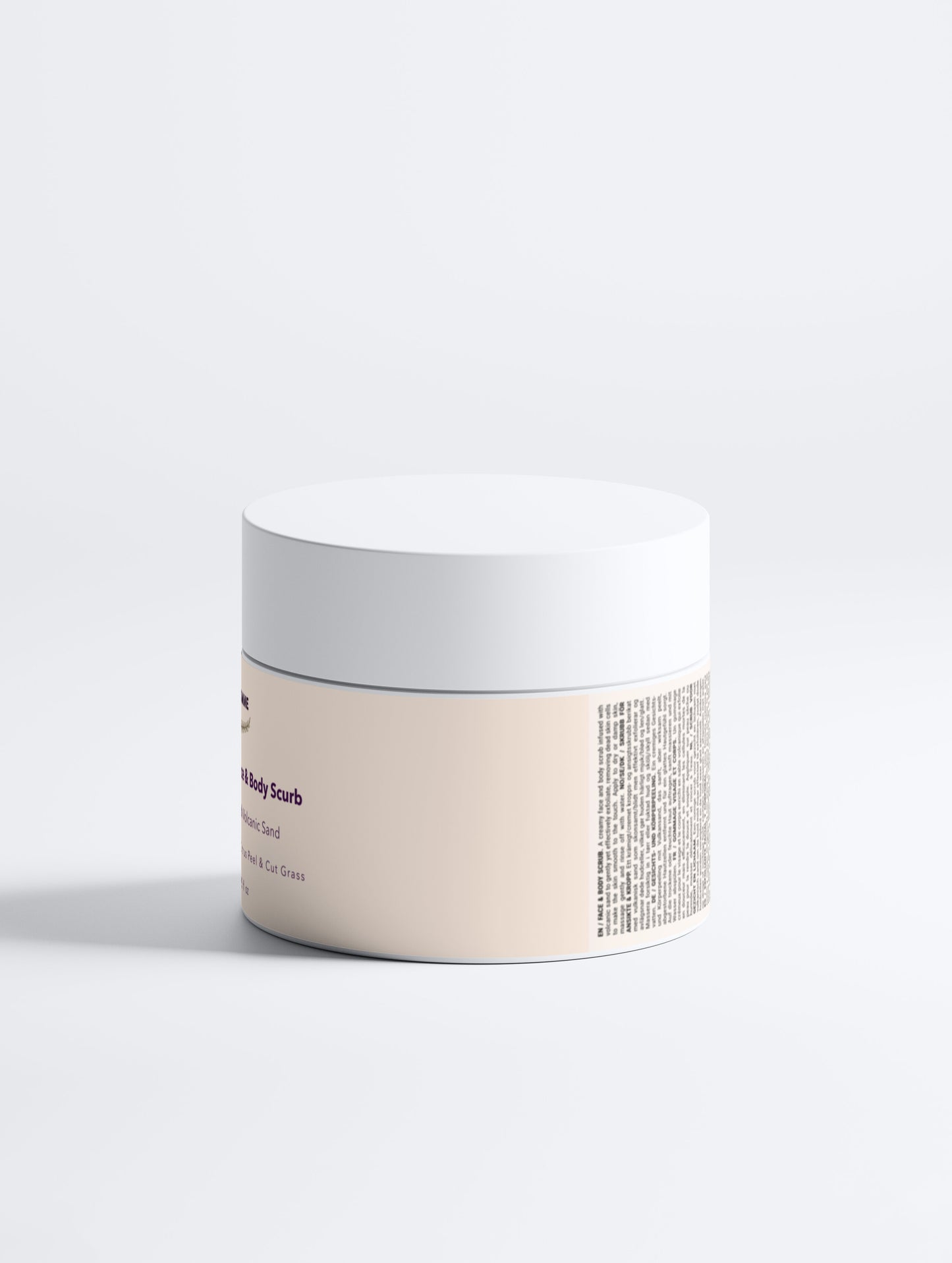Jar with a white lid and pink body on a light gray background