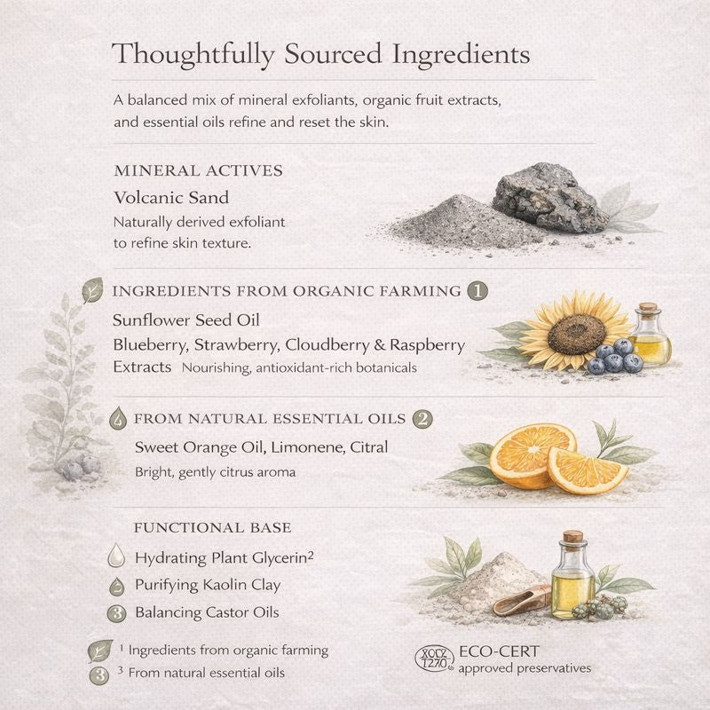 A product card with featured ingredients. 