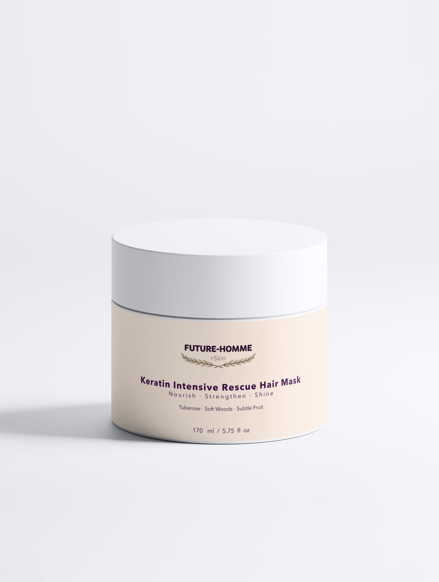 Jar of Keratin Intensive Rescue Hair Mask by Future-Homme on a white background