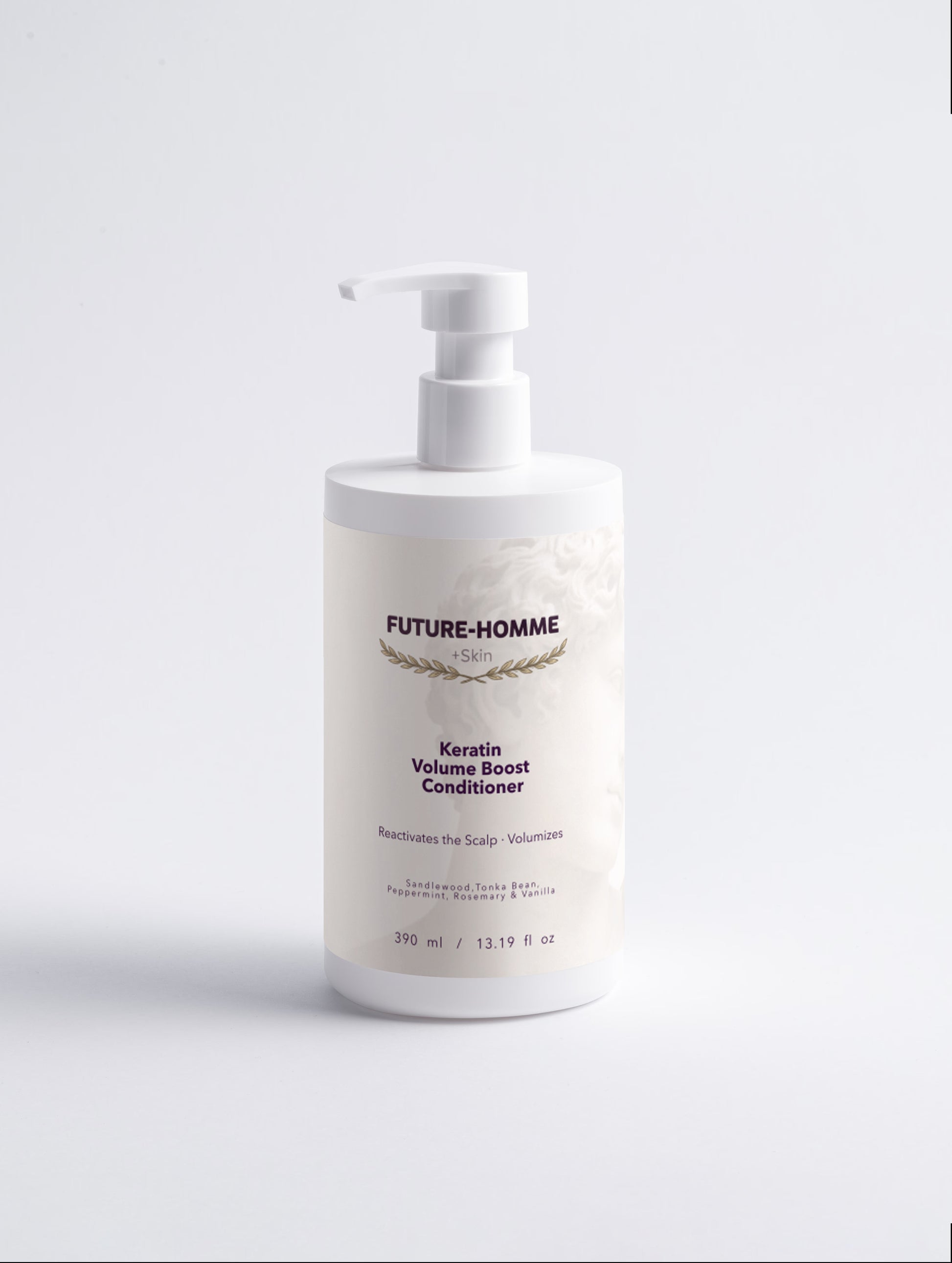 Bottle of Future-Homme Keratin Volume Boost Conditioner on a white background