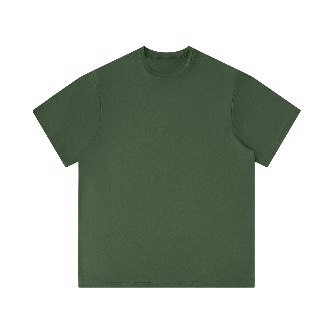 Army Green t-shirt with a small white logo on a white background