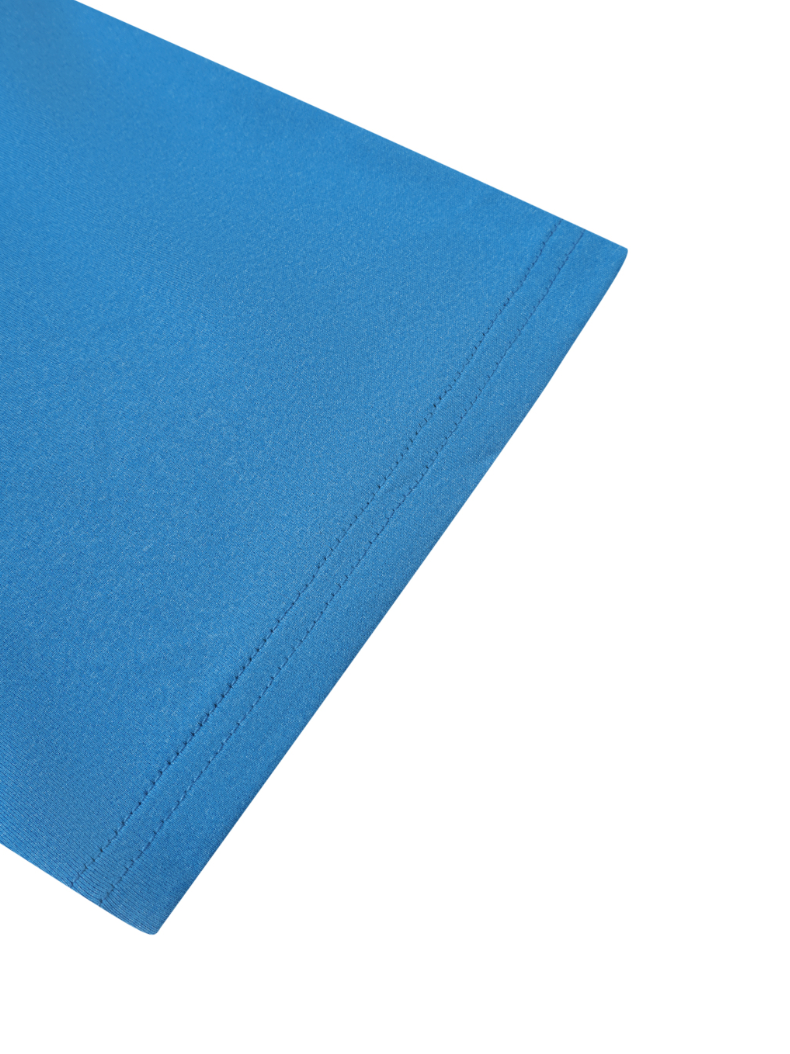 Close-up of a blue sleeve on a white background
