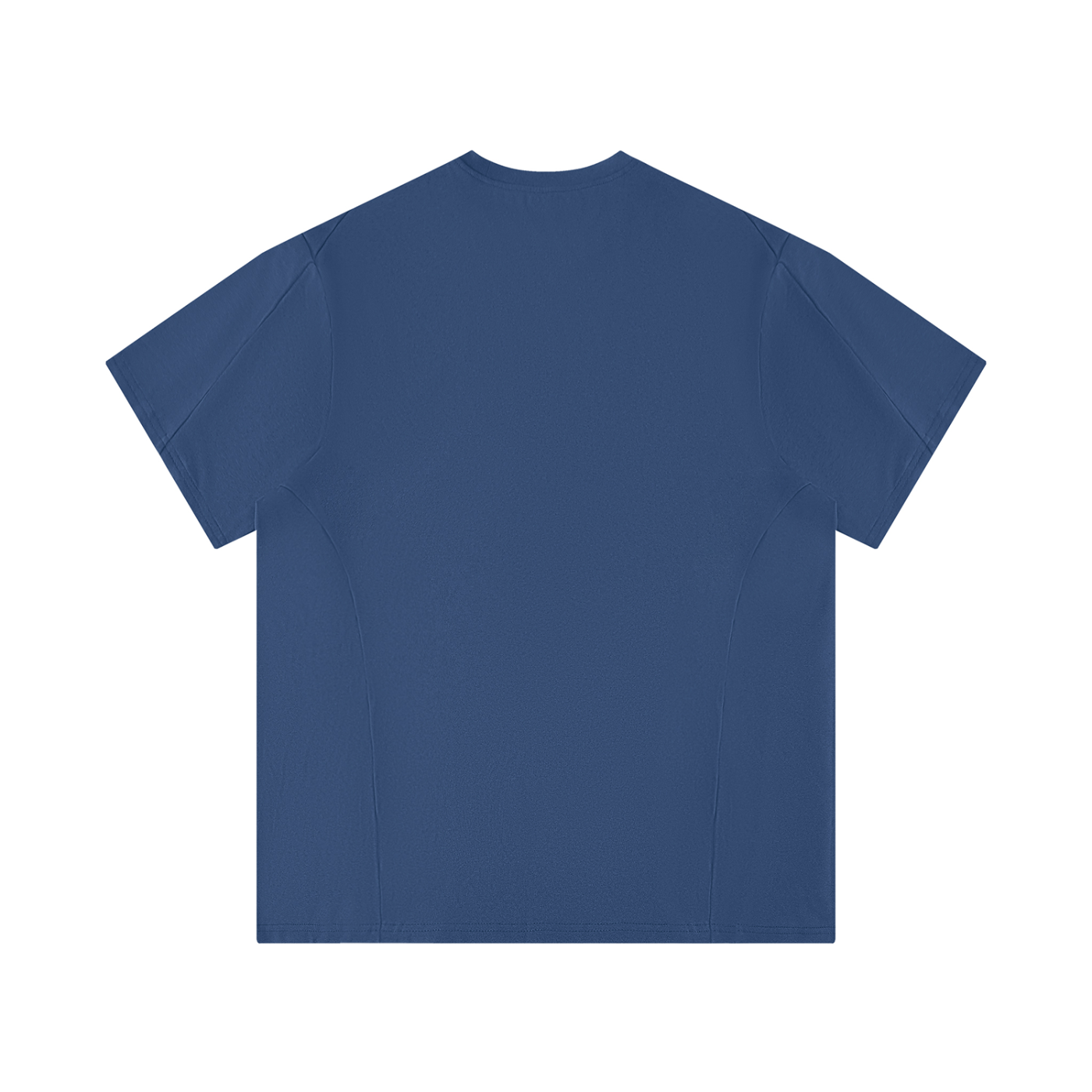 Backside of a Royal Blue t-shirt on a white background