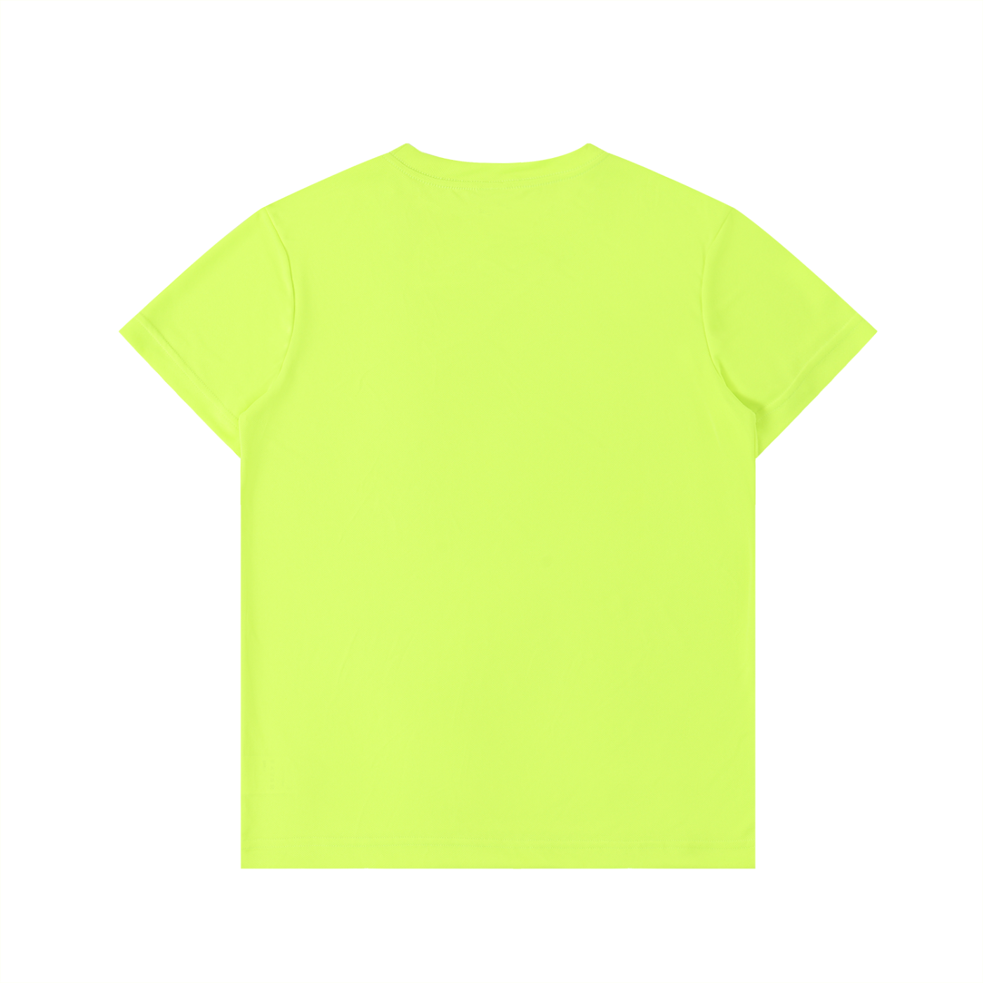 Back view of a neon green t-shirt on a white background