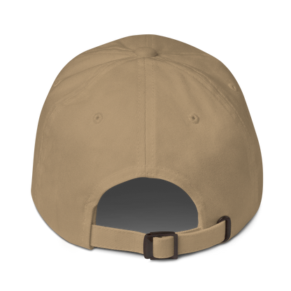 Beige baseball cap with a buckle on a white background