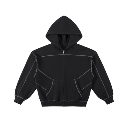 Black hoodie with reflective accents on a white background