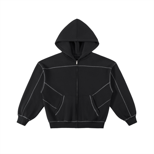 Black hoodie with reflective accents on a white background