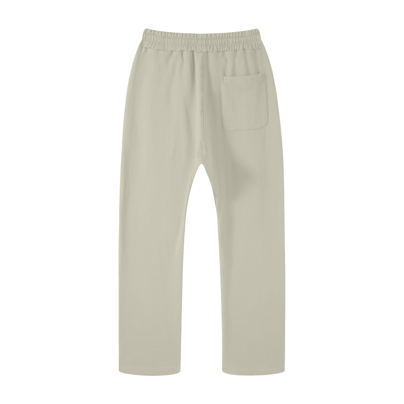 back of Beige pants on a white background