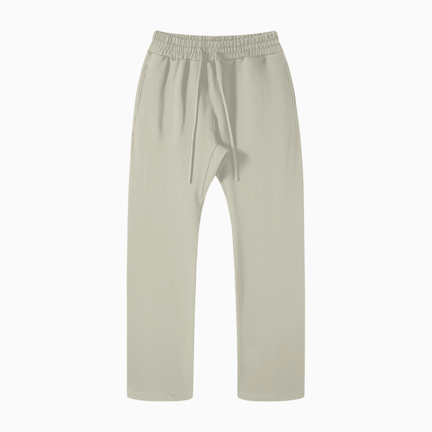 Beige pants with drawstring on a white background
