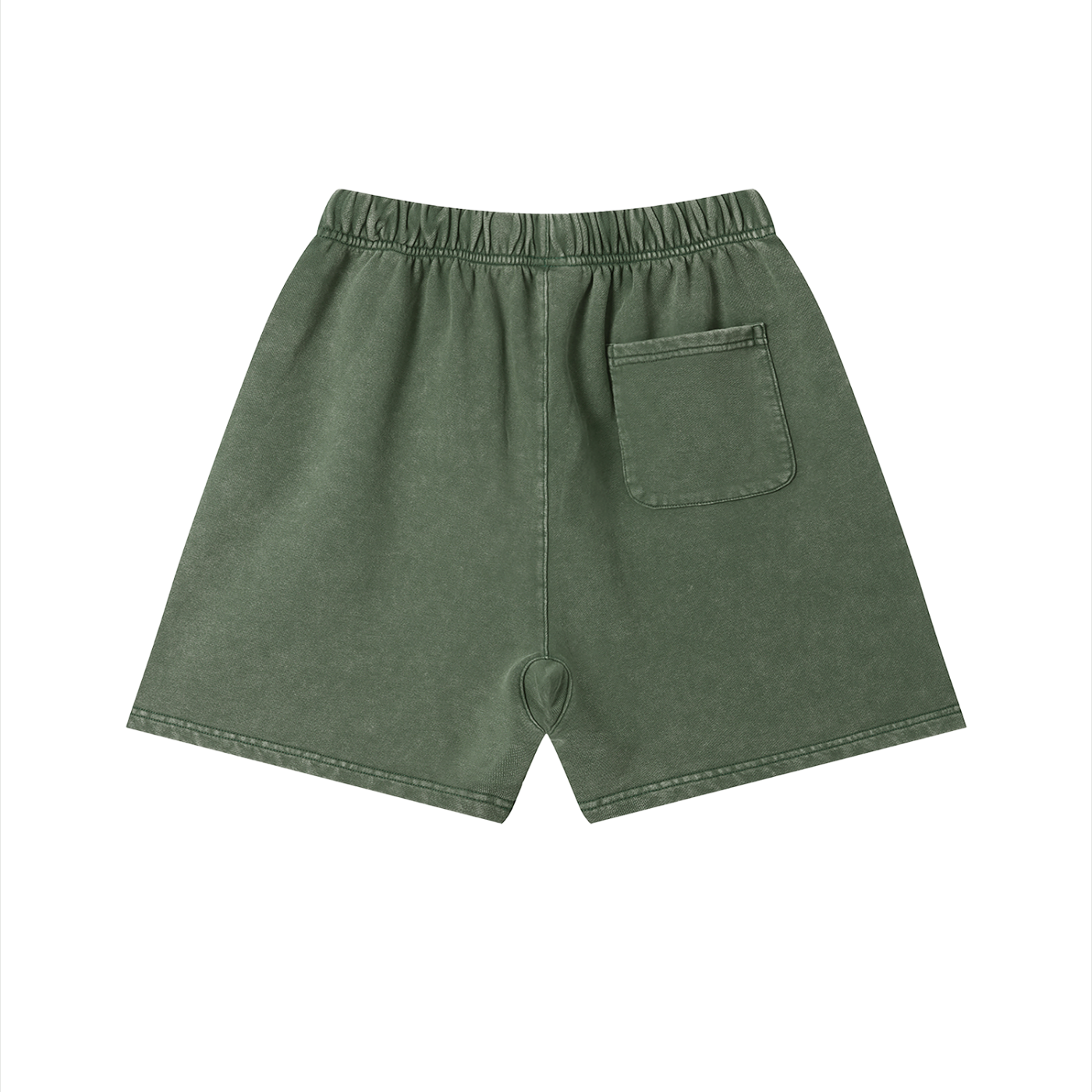 Green shorts with a pocket on a white background