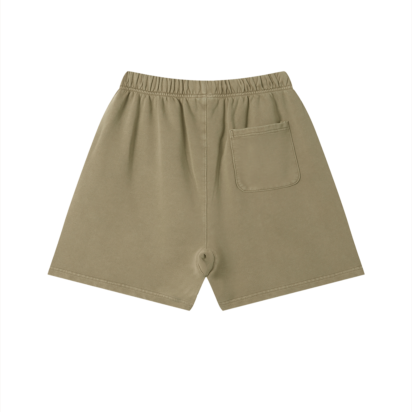 Khaki shorts with a pocket on a white background