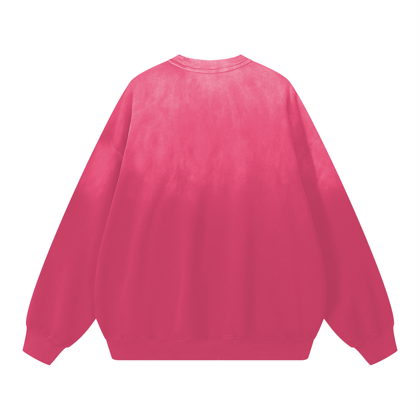 Flat lay Future-Homme Ombre Effect drop shoulder pink cotton sweatshirt 350 GSM back side on a white background 
