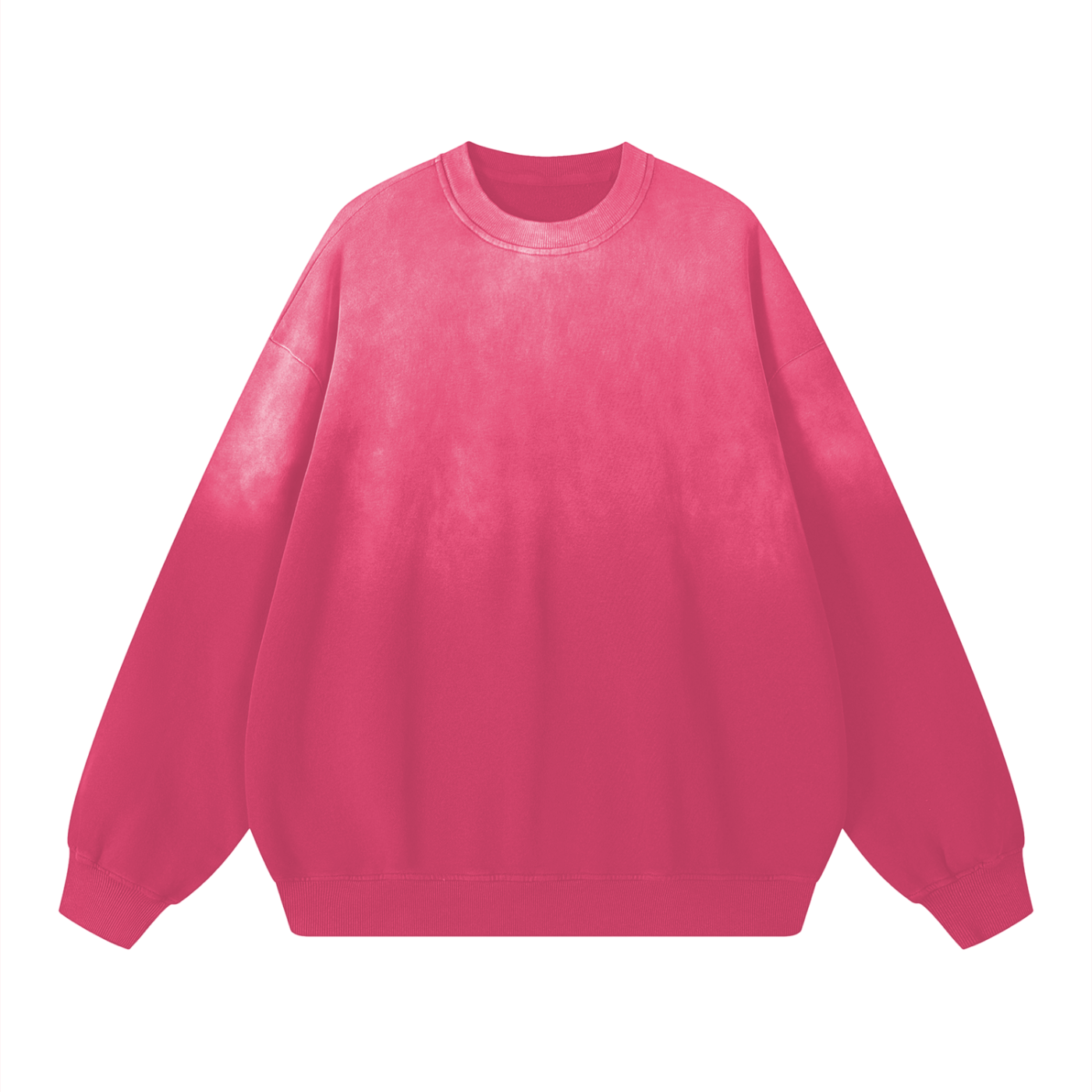 Flat lay Future-Homme Ombre Effect drop shoulder pink cotton sweatshirt 350 GSM front side on a white background 